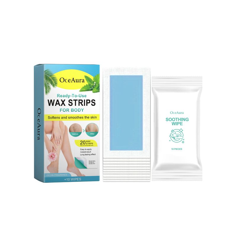 Braccia, ascelle e gambe in carta cerata per la depilazione al gusto oceano OceanAura non sono irritanti, sono veloci, delicati e levigati_voghion.com