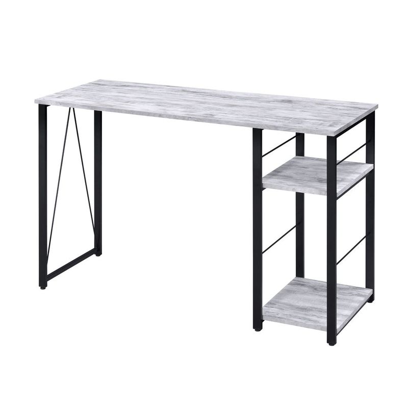 Antique White And Black 2-Shelf Rectangular Writing Desk_voghion.com