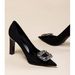 Elegante, professionelle schwarze High Heels für Damen, neue spitze Zehenpartie, Strasssteine, High-End, Pendlerarbeit, klobiger Absatz_voghion.com