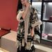 Women's Shawls Autumn And Winter Knitted New Cloak Shawl Women's Large Fur Collar Ink Painting High End Warm Cloak Dual Use Cardigan Jacket_voghion.com