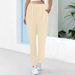 Women's Casual Jogger Pants With Elastic Waist & Cuffed Hem - Soft Stretch Milk Silk Fabric - Plus Size XL-5XL - Khaki & Black_voghion.com