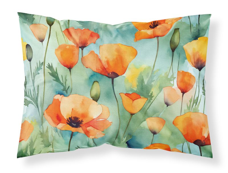 NEW California California Poppies in Watercolor Standard Pillowcase Lightweight Super Soft Easy Care Decorative Artwork Pillowcase, Standard_voghion.com