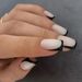 Elegant French Black Tip Press-On Nails - Reusable Fake Nails With Glue & Gel Pads - Natural-Looking False Nails For Women_voghion.com