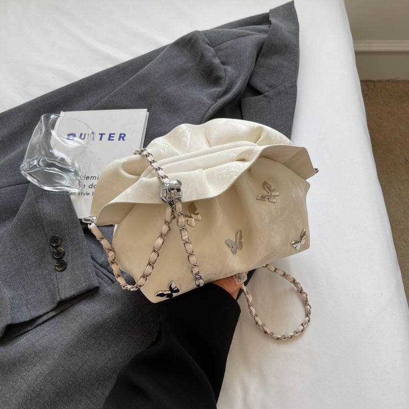 Portamonete con clip e motivo a farfalla in oro, squisita pochette a forma di nuvola, borsa a tracolla personalizzata con una sola spalla_voghion.com