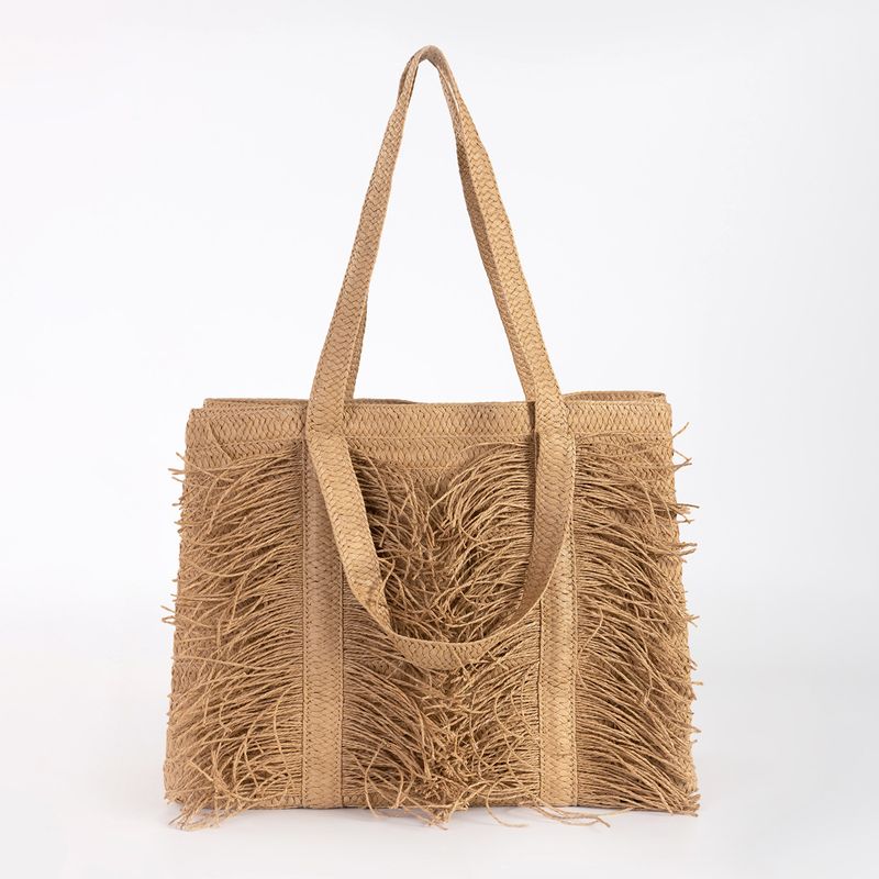 Sac cabas en raphia à franges – Sac de plage en paille tissée main pour femme (collection été 2025)_voghion.com