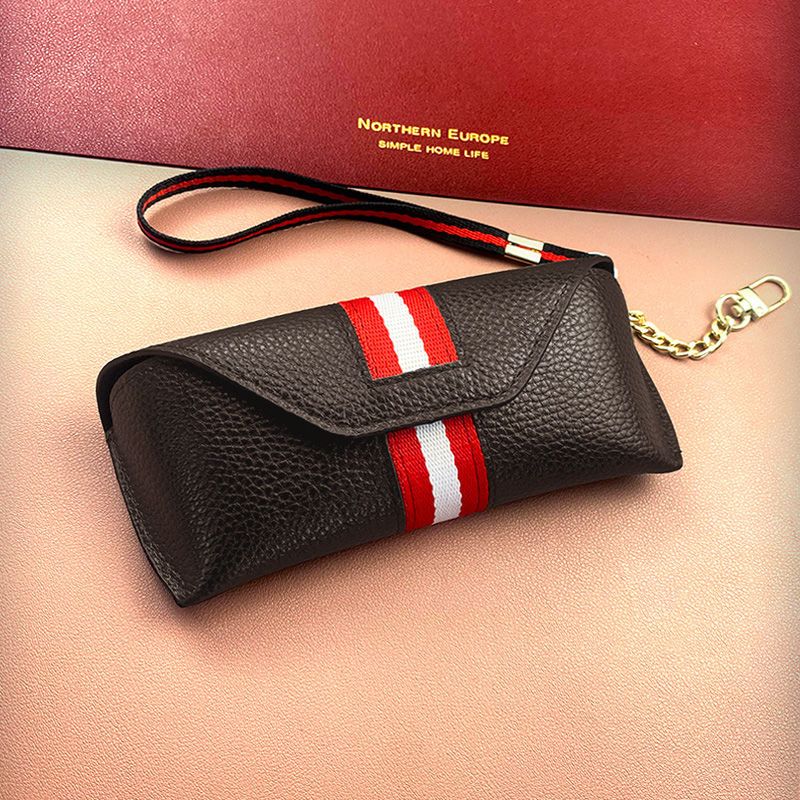 Cowhide anti-pressure glasses bag General men's and women's leather portable glasses storage bag myopia glasses box anti-drop sunglasses bag_voghion.com