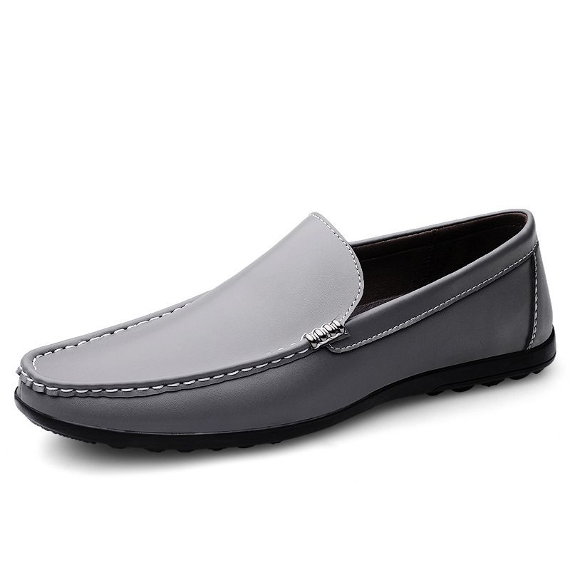 Cowhide Casual Slip-On Lazy Handmade Youth One-Push Leather Loafers Men Shoes_voghion.com