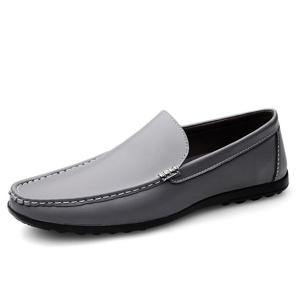 Cowhide Casual Slip-On Lazy Handmade Youth One-Push Leather Loafers Men Shoes_voghion.com