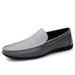 Cowhide Casual Slip-On Lazy Handmade Youth One-Push Leather Loafers Men Shoes_voghion.com