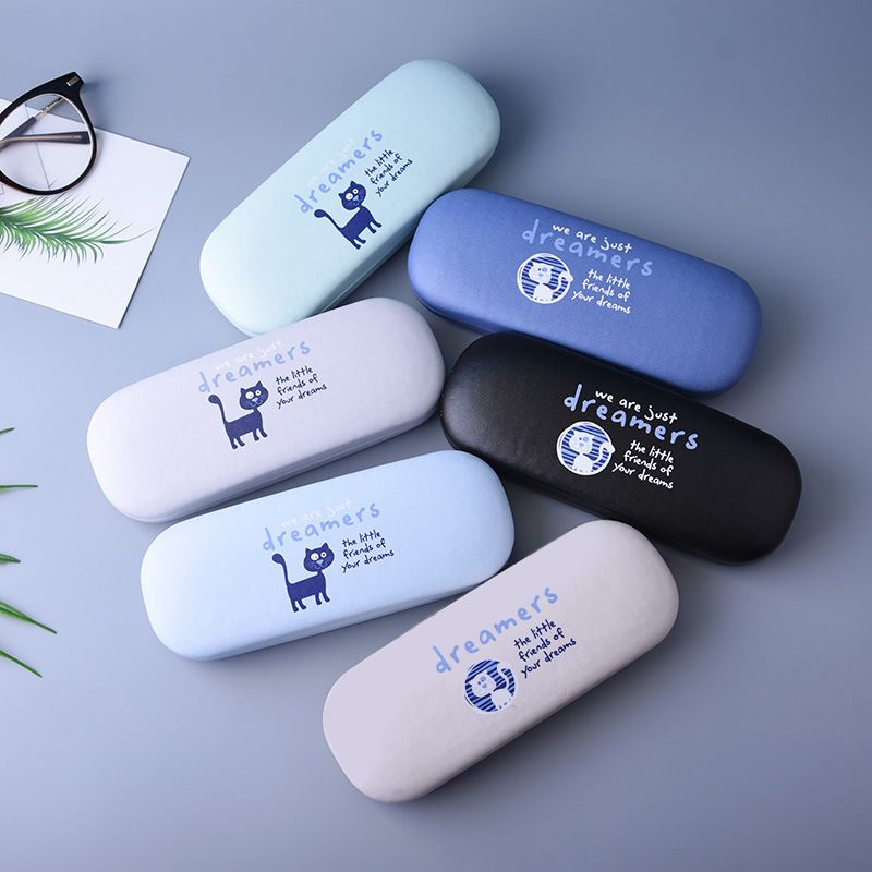 Astuccio per occhiali unisex con montatura Astuccio per occhiali con gatto Astuccio per occhiali in pelle con motivo cartoon_voghion.com