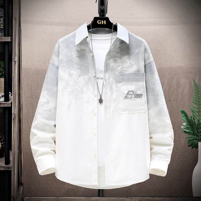 Giacca in denim da uomo, verde, con stampa di grandi lettere, per adolescenti e studenti delle scuole medie_voghion.com