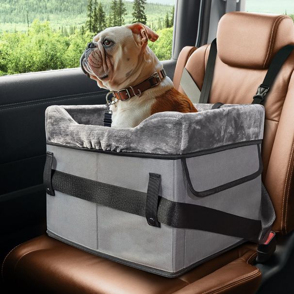 Pet Small Portable Booster Seat Car Dog Bed Adjustable Shoulder Strap_voghion.com