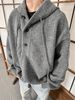 American Style Gray Hooded Sweater For Men, Autumn And Winter, Lazy Style, High-End Feel, Cleanfit Knitted Sweater,_voghion.com