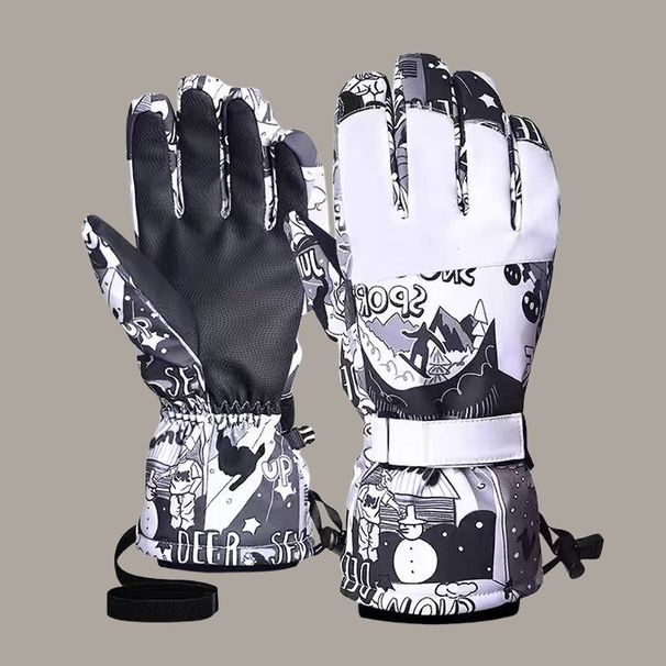 New Waterproof Cycling Fleece-Lined Warm Unisex Double Board Wear-Resistant Touchscreen Five-Finger Ski Gloves_voghion.com