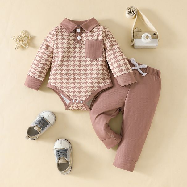 "Completo di tutina e pantaloni in maglia a nido d'ape per neonati – Completo morbido a maniche lunghe in 2 pezzi per bambini da 0 a 18 mesi – Caldo abbigliamento autunnale/invernale"_voghion.com