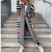 2024 Long striped knit cardigan loose oversized sweater jacket_voghion.com