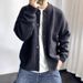 Herren Woll-Cardigan Frühling Herbst Gestrickte Rundhalsjacke Einfacher, lockerer, verdickter Pullovermantel_voghion.com