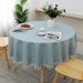 Cross-border new TPU waterproof round table cloth, solid color oil-proof household high-end tablecloth, one piece of cotton and linen leave-in._voghion.com