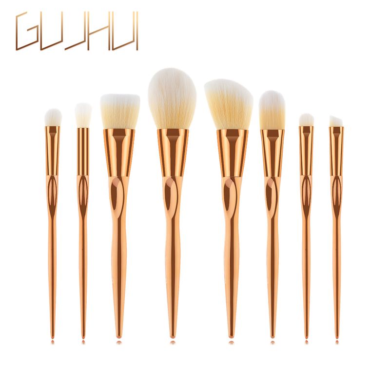 8 heart-shaped yellow bristle makeup brush set beauty tools makeup tools GUJHUI  ready stock_voghion.com