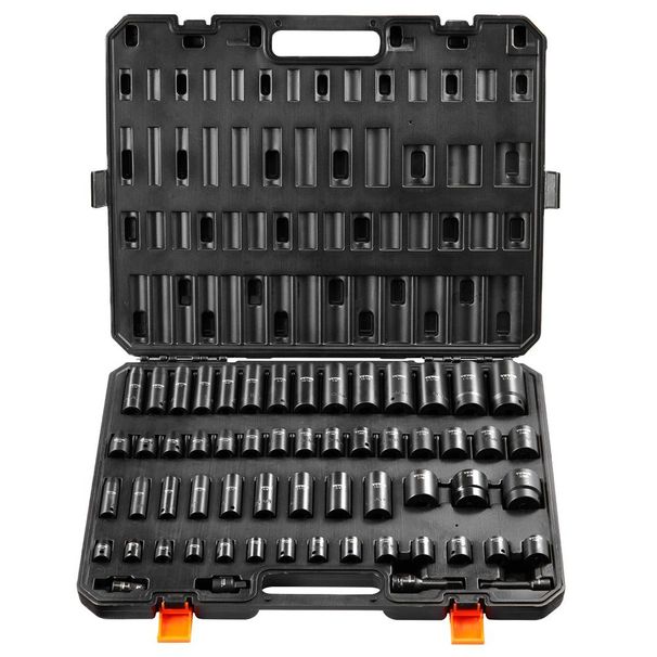 Impact Sockets Set 59pcs 6-Point 3/8' & 1/2' Drive Bit Ratchet Tool Kit_voghion.com