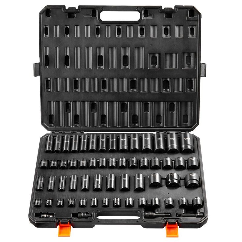 Impact Sockets Set 59pcs 6-Point 3/8' &amp; 1/2' Drive Bit Ratchet Tool Kit_voghion.com