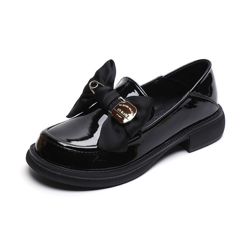Dickbesohlte Loafer Frühling und Herbst Retro Britischen Stil Kleine Leder Schwarze Schleife Slip-On Weiche Sohle_voghion.com