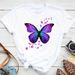 Colorful Butterfly Petal Print Women T-shirt Fashion Short Sleeve oNeck t shirt female Cute cartoon Tee Female Tops_voghion.com