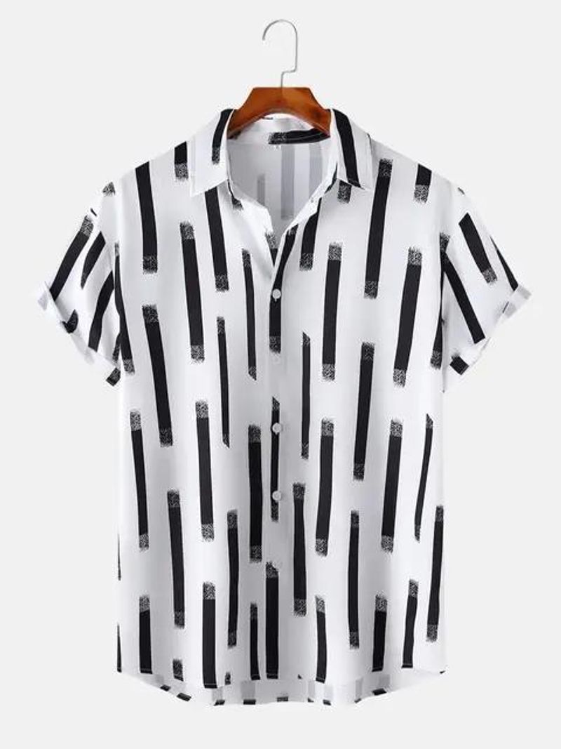 Chemise hawaïenne d'été à manches courtes pour homme, nouvelle collection 2024, imprimée, fine, rayée, décontractée_voghion.com