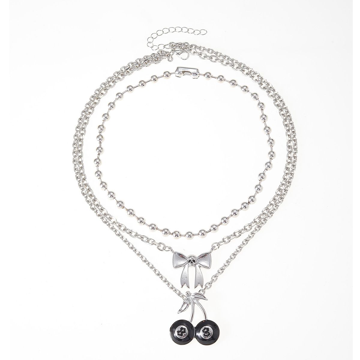 Sweater Necklace Wholesale European And American Ins Cherry Bow Pendant Hip Hop Punk Skull Halloween Clavicle Chain_voghion.com