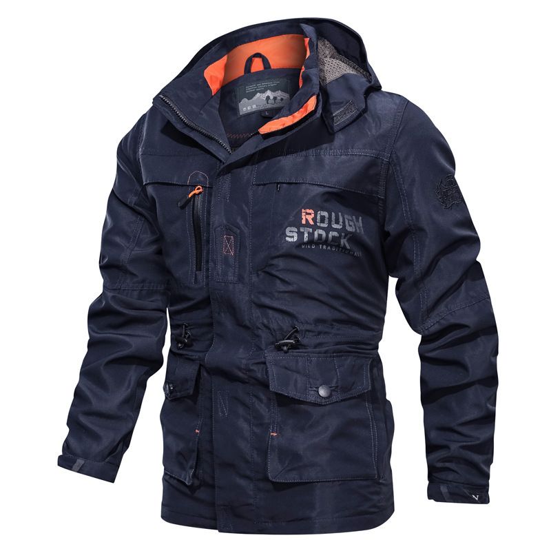 Sturmjacke Herren mittellang Freizeit Outdoor winddicht Mantel Herrenjacke Frühling und Herbst_voghion.com