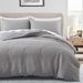 Gray Waffle Yarn Dyed Quilt Cover Home Textile Bedding Three Piece Set_voghion.com