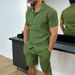 Abbigliamento da uomo Casual Comodo Camicia con risvolto abbottonato Pantaloncini a maniche corte Abito di grandi dimensioni_voghion.com