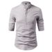 Men's Casual Linen-Like Short Sleeve Shirt With Stand Collar – Breathable & Lightweight For Summer & Spring_voghion.com