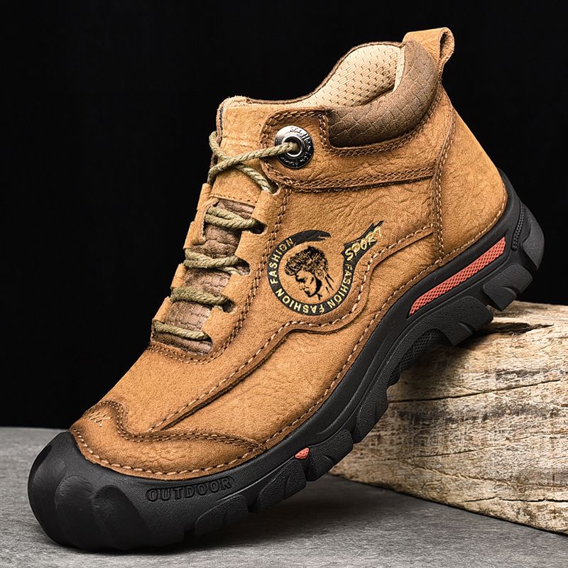 New high-top cotton-padded shoes men's shoes high-top fleece-lined warm leather shoes outdoor sports waterproof casual shoes non-slip hiking shoes_voghion.com