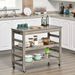HOMCOM Rolling Kitchen Cart, Gray, With Stainless Steel Countertop, Bottom Shelf, Slotted Middle Shelf, 4 Castor Wheels_voghion.com