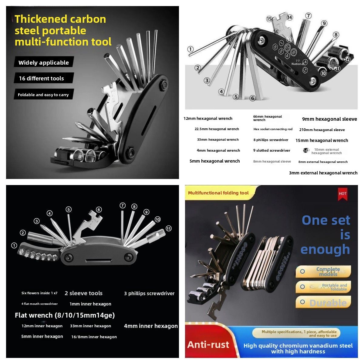 Zero Time Difference New Multi-Functional Folding Screwdriver Set Household Universal Hex Key Combination Wrench_voghion.com