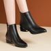New Thick Heel Short Boots Women's Pointed Head Splicing Side Zipper Middle Heel Martin Boots Fashion Single Boots_voghion.com