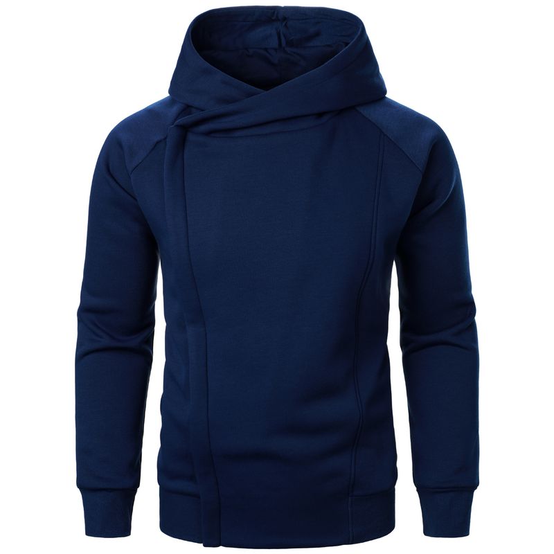 New Side Zipper Design Hooded Men's Solid Color Jacket Fashionable Casual Cardigan Sweatshirt_voghion.com