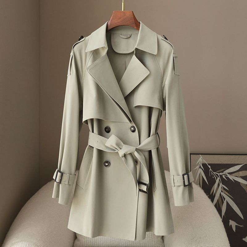 Trench doppiopetto in stile britannico – Giacca da donna slim fit primavera/autunno (cachi/verde chiaro, M-XL)_voghion.com