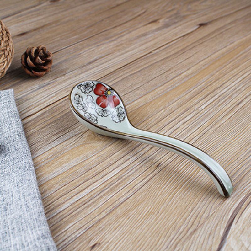 Ceramic Soup Spoon - Cute Mini Spoon For Ramen/Dessert/Tea (Set Of 6, Handcrafted Porcelain, Home & Restaurant Use)​_voghion.com
