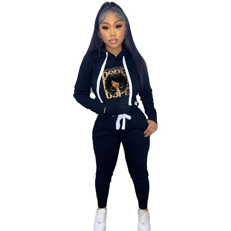 Women's fashion velvet rope pull-over hooded leisure sports hoodie two-piece set_voghion.com