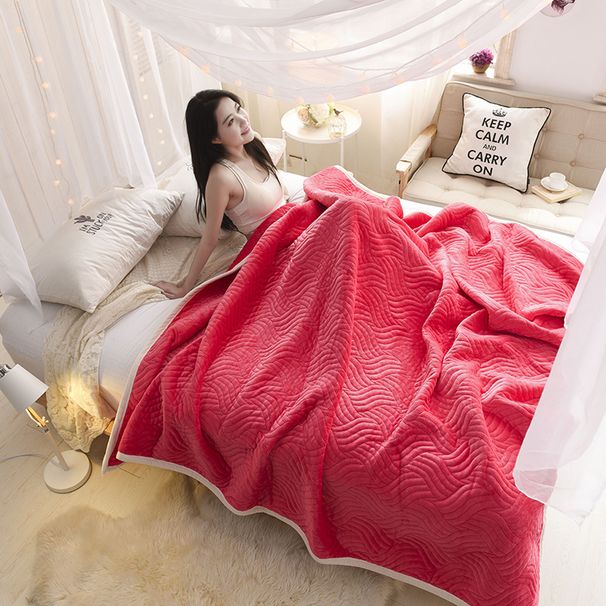 Dwuwarstwowy pikowany koc polarowy - Ultra gruby pluszowy koc zimowy Sherpa do łóżka i kanapy_voghion.com