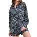 Damen bedrucktes Langarmshirt, hohe Taille, Shorts, zweiteiliger Anzug_voghion.com