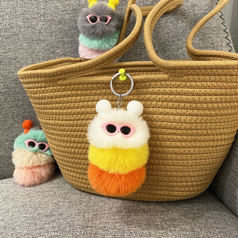 Bag Charm New Cute Caterpillar Keychain Cartoon Plush Doll Bag Pendant Creative Car Keychain Small Gift_voghion.com