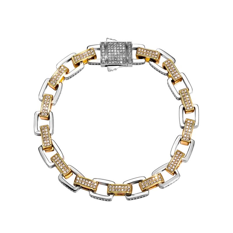 Hip Hop Style Geometric O Shaped Chain Star Style Men's Zircon Spring Buckle Bracelet_voghion.com