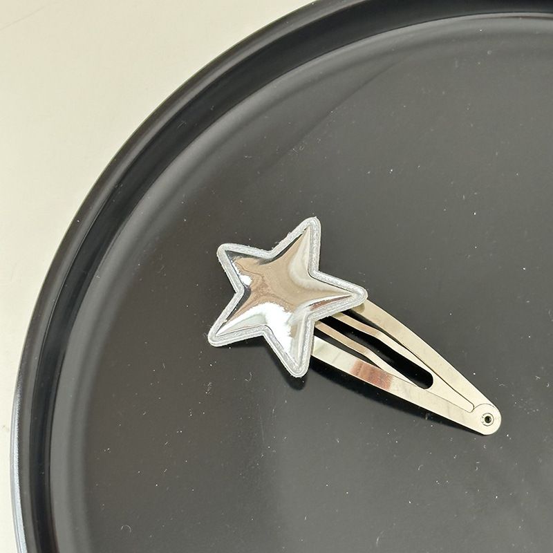 y2k Sweet Cool Style Hair Clip Simple Girl Five-pointed Star Base Metal BB Clip Bangs Clip Side Clip Hair Accessories New Style_voghion.com