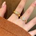 Retro Zircon Flower Opening Ring For Women Niche Simple Light Luxury Index Finger Ring Fashionable Temperament High-end Feel Hand Jewelry For Women_voghion.com