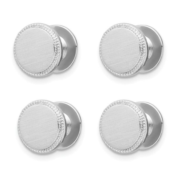 Kelly Waters Rhodium-plated Florentine Beaded Four Piece Tuxedo Studs Set_voghion.com