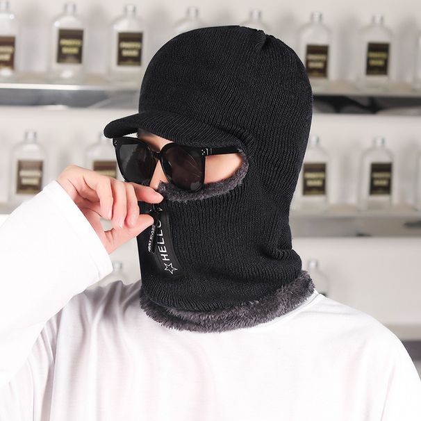 Jesenska in zimska kapa, hladno odporna topla pletena kapa, univerzalna šala, ena odebeljena jahalna zaščita za ušesa z zadrgo, volnena kapa_voghion.com
