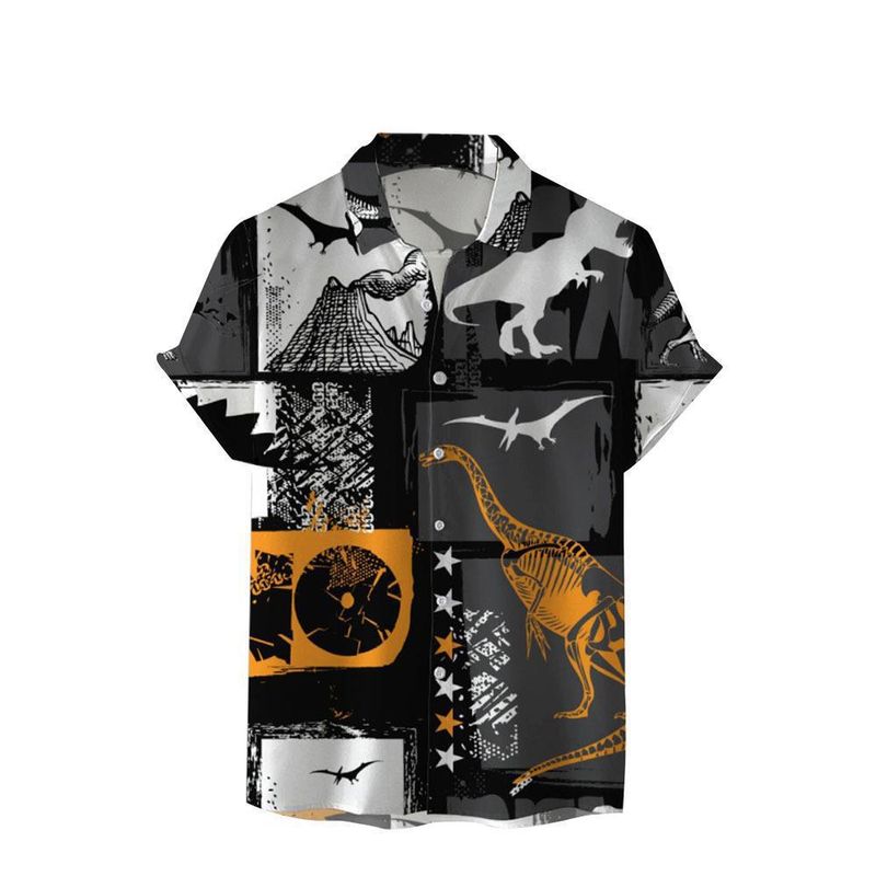 Men Random Tropical Print Shirt_voghion.com